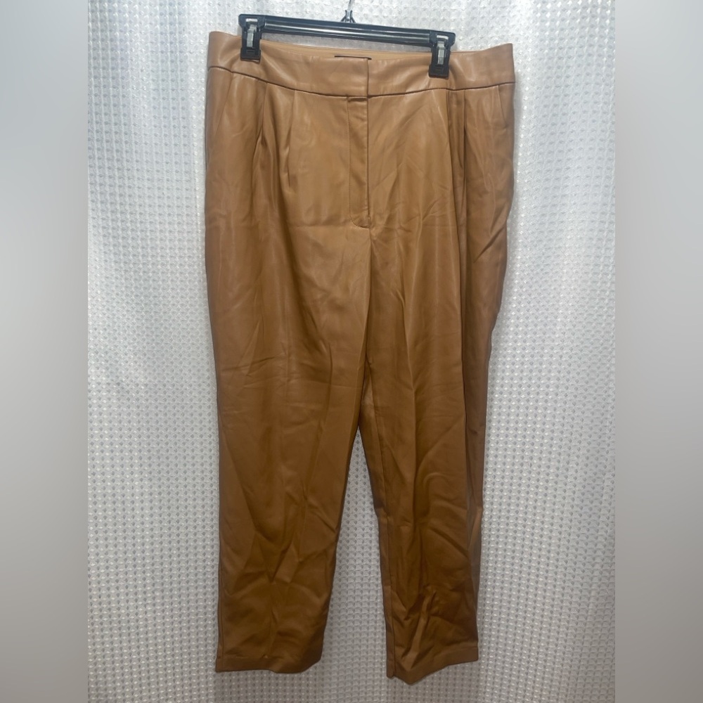 Express Faux Leather Pants Women’s 14R Brown Straight Leg